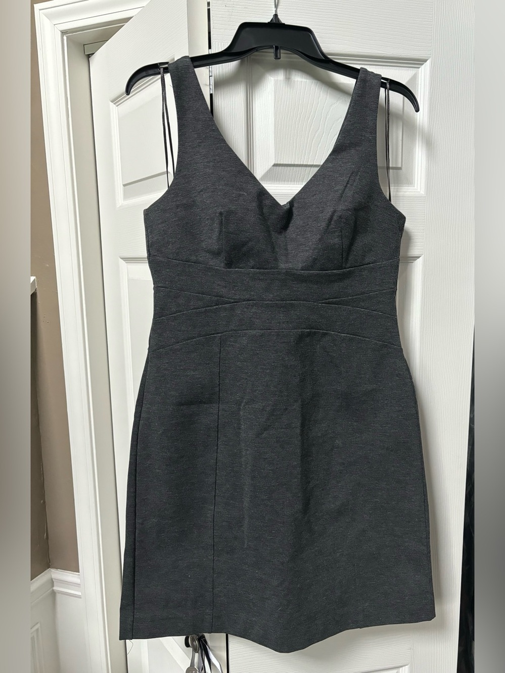 New York & Co Charcoal Gray Sleeveless V-Neck Sheath Dress